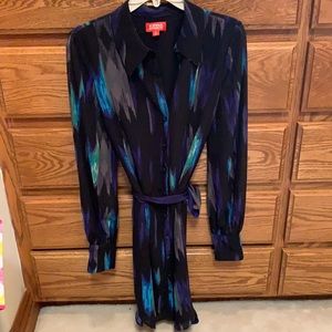 Button up tie shirt dress